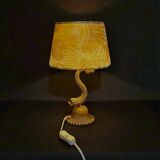Small vintage lamp in brass & onyx – fish motif – 1950s/60s