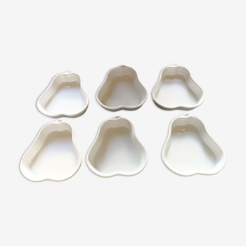 6 ramekins in Reussy Porcelain - White porcelain in the shape of a pear