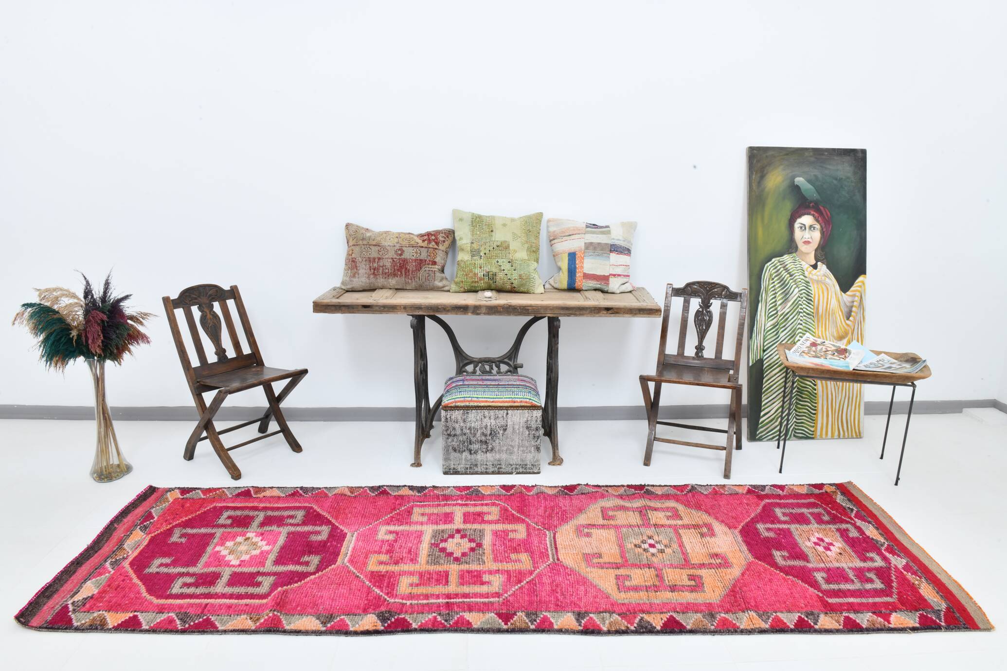 3x10 pink red turkish vintage runner rug, 101x323cm sk 18180 free shipping