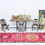 3x10 pink red turkish vintage runner rug, 101x323cm sk 18180 free shipping