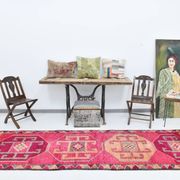3x10 pink red turkish vintage runner rug, 101x323cm sk 18180 free shipping