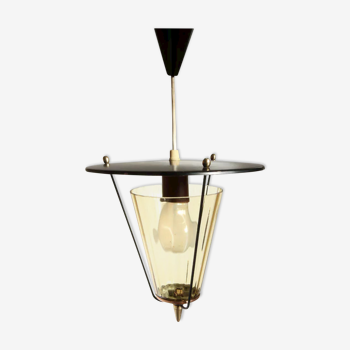 Scandivave amber glass metal and copper suspension lamp
