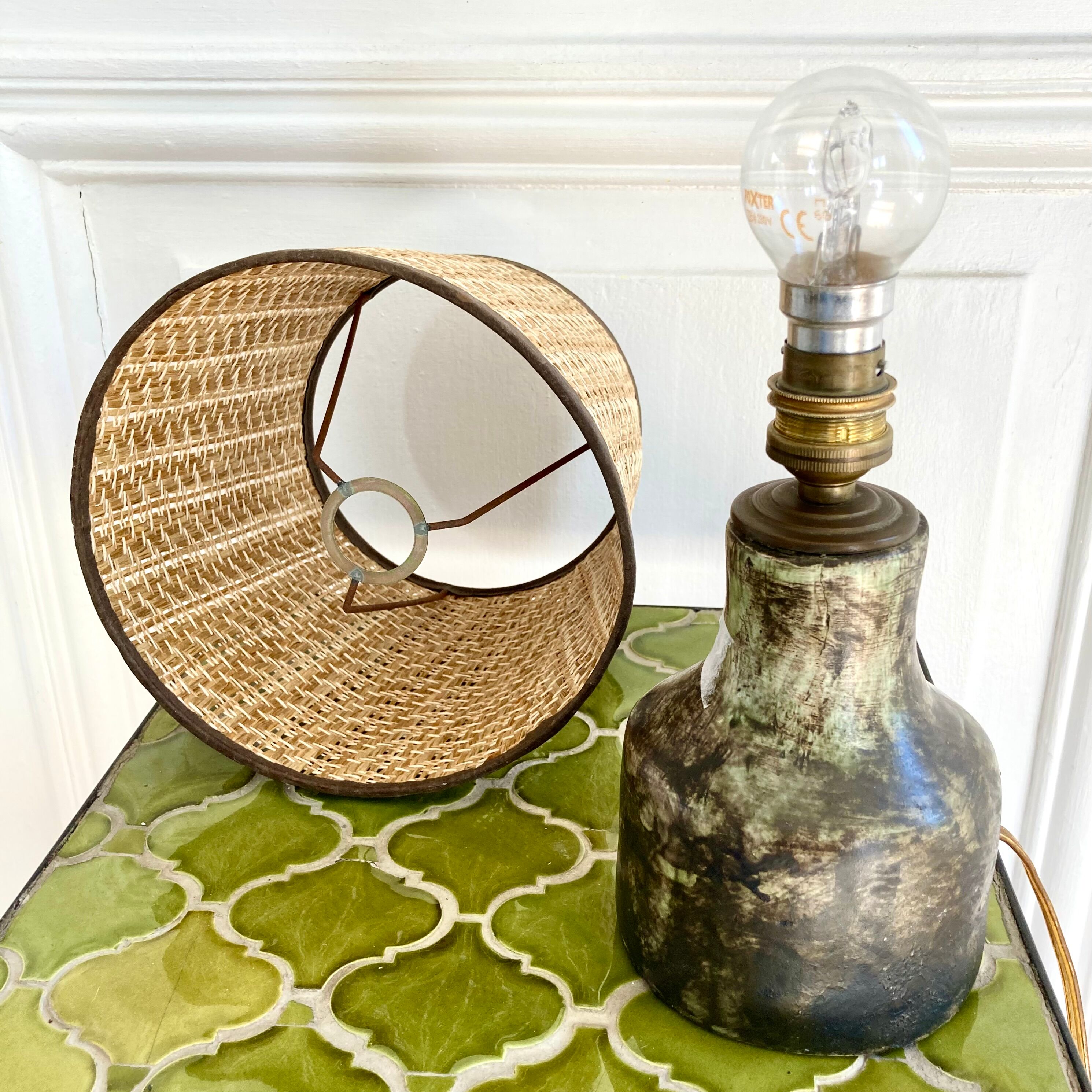 Earth lamp and braided lampshade 70s/70s