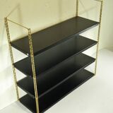 Black and gold metal wall shelf from the 1960s