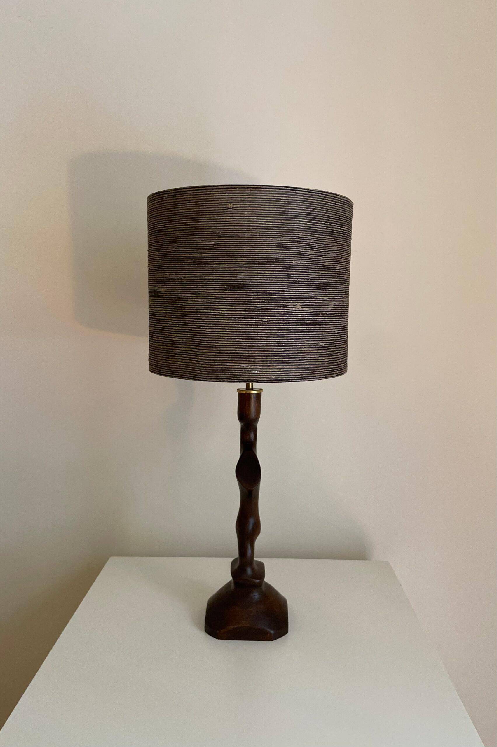 Italian Wood and Silk Lamp