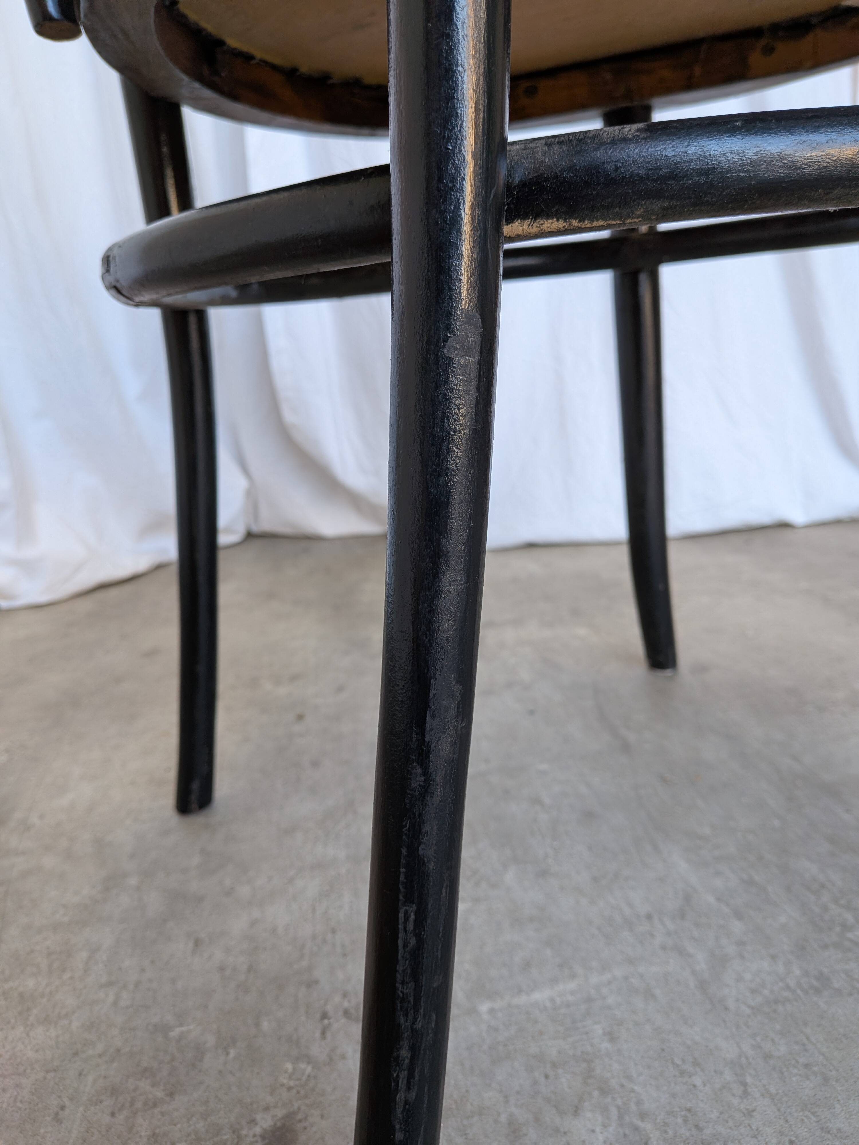 Vintage Thonet Style Dining Chair: Black Bentwood Cane Seat