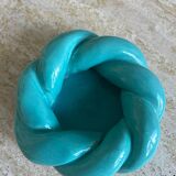 Turquoise blue twisted ceramic candle holder
