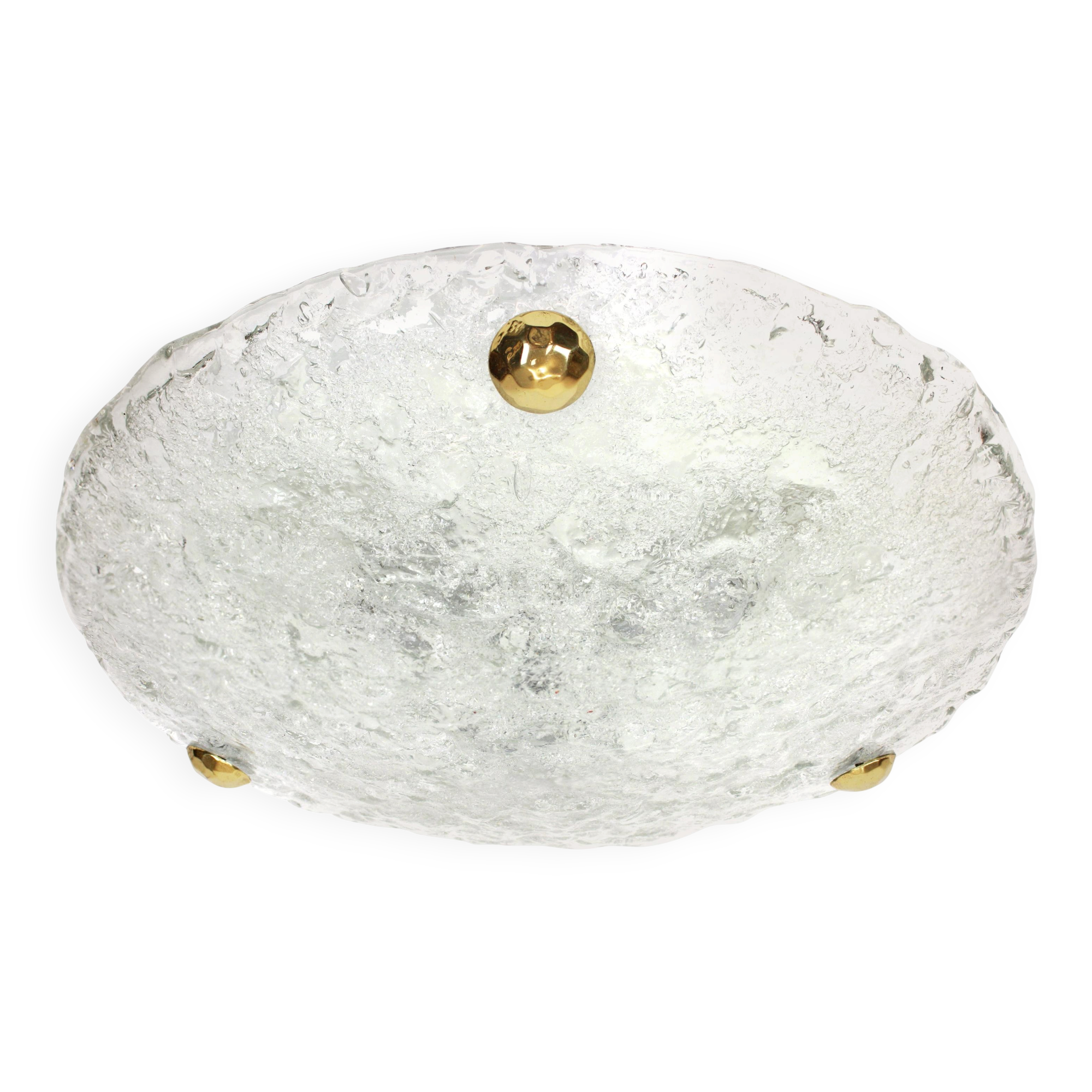 Round ceiling light in frosted Murano glass by Hillebrand, Germany, 1970s