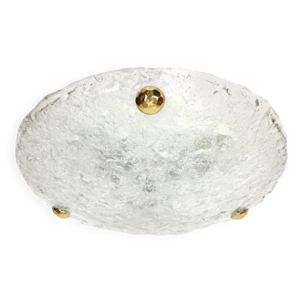 Round ceiling light in frosted Murano glass by Hillebrand, Germany, 1970s