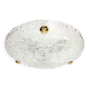 Round ceiling light in frosted Murano glass by Hillebrand, Germany, 1970s