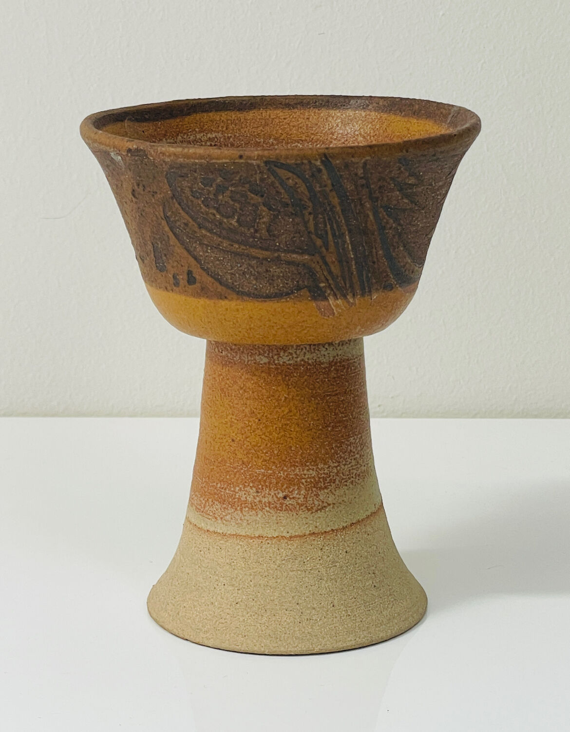 Vintage Scandinavian stoneware chalice cup, Höganäs style, 1960s.