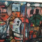 Oil on canvas by Ferruccio Ferri - 1953 - "Boats of Syracuse" expressionist period of Syracuse.