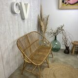 Vintage rattan bench