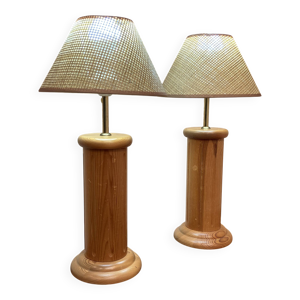 Paire de grandes lampes - osier