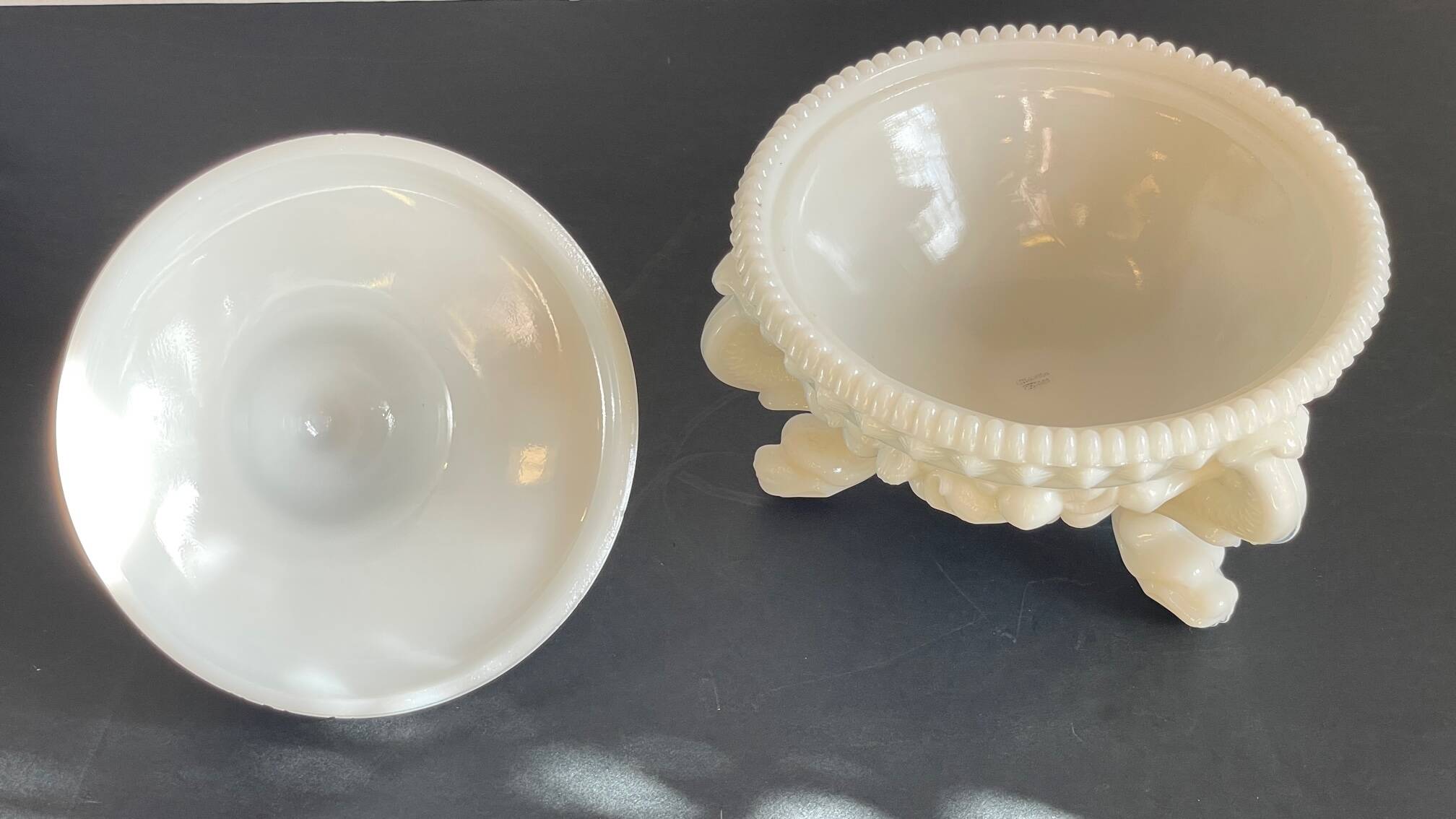 Vintage opaline glass candy dish