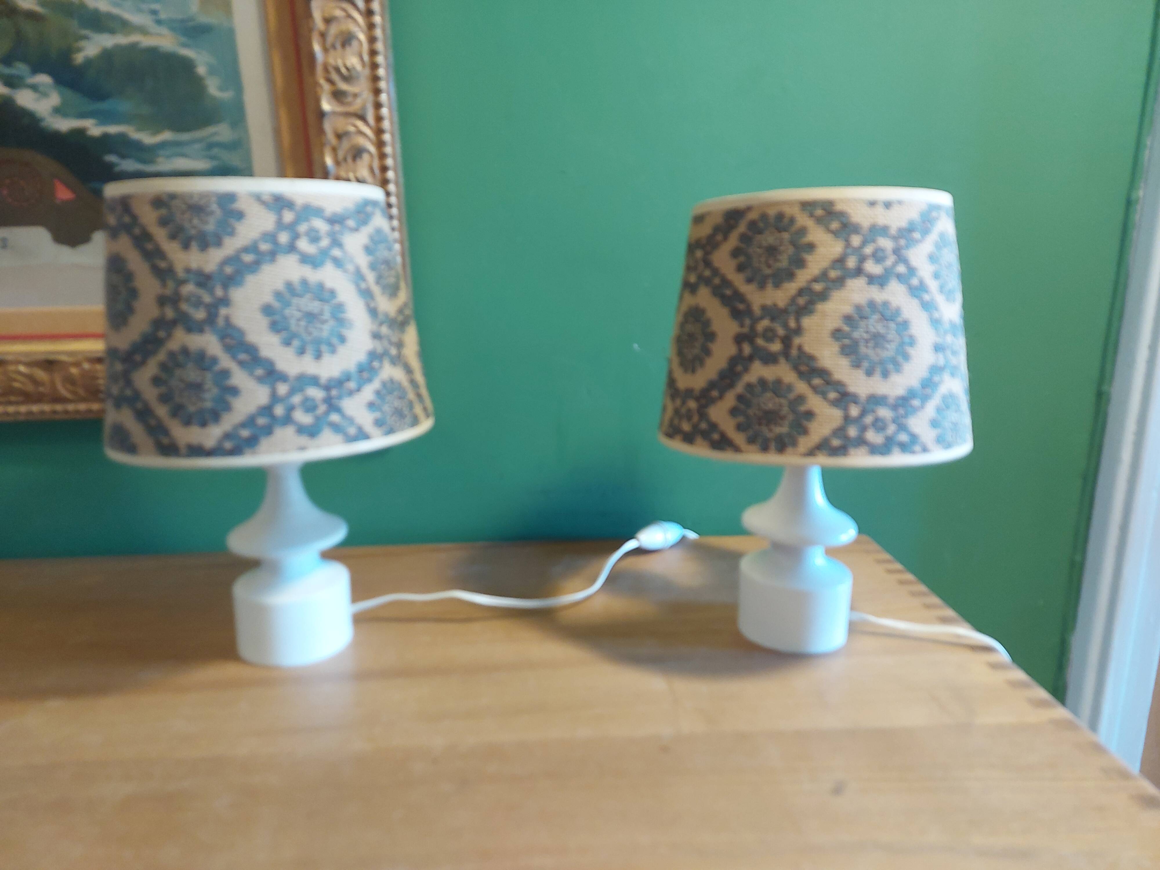 2 vintage 60's wooden bedside lamps