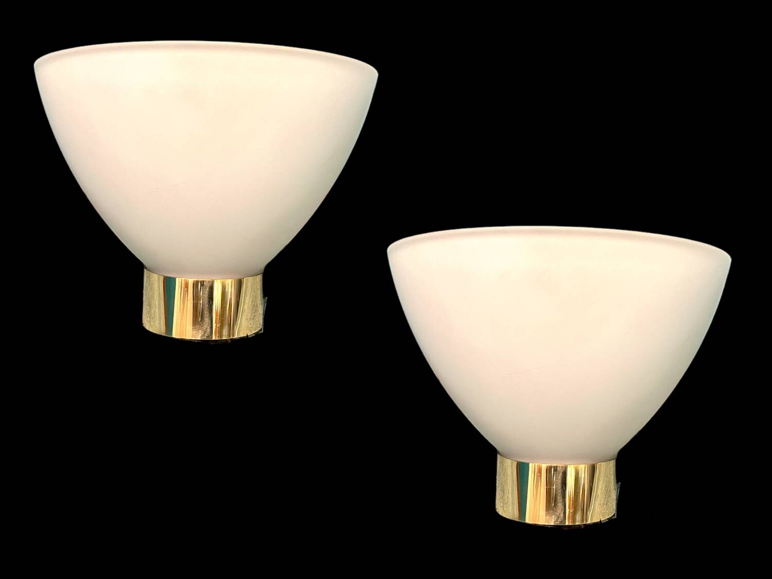 Opaline Glass Brass Sconces Set of 2