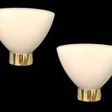 Appliques en laiton et verre opalin lot de 2