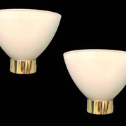 Opaline Glass Brass Sconces Set of 2