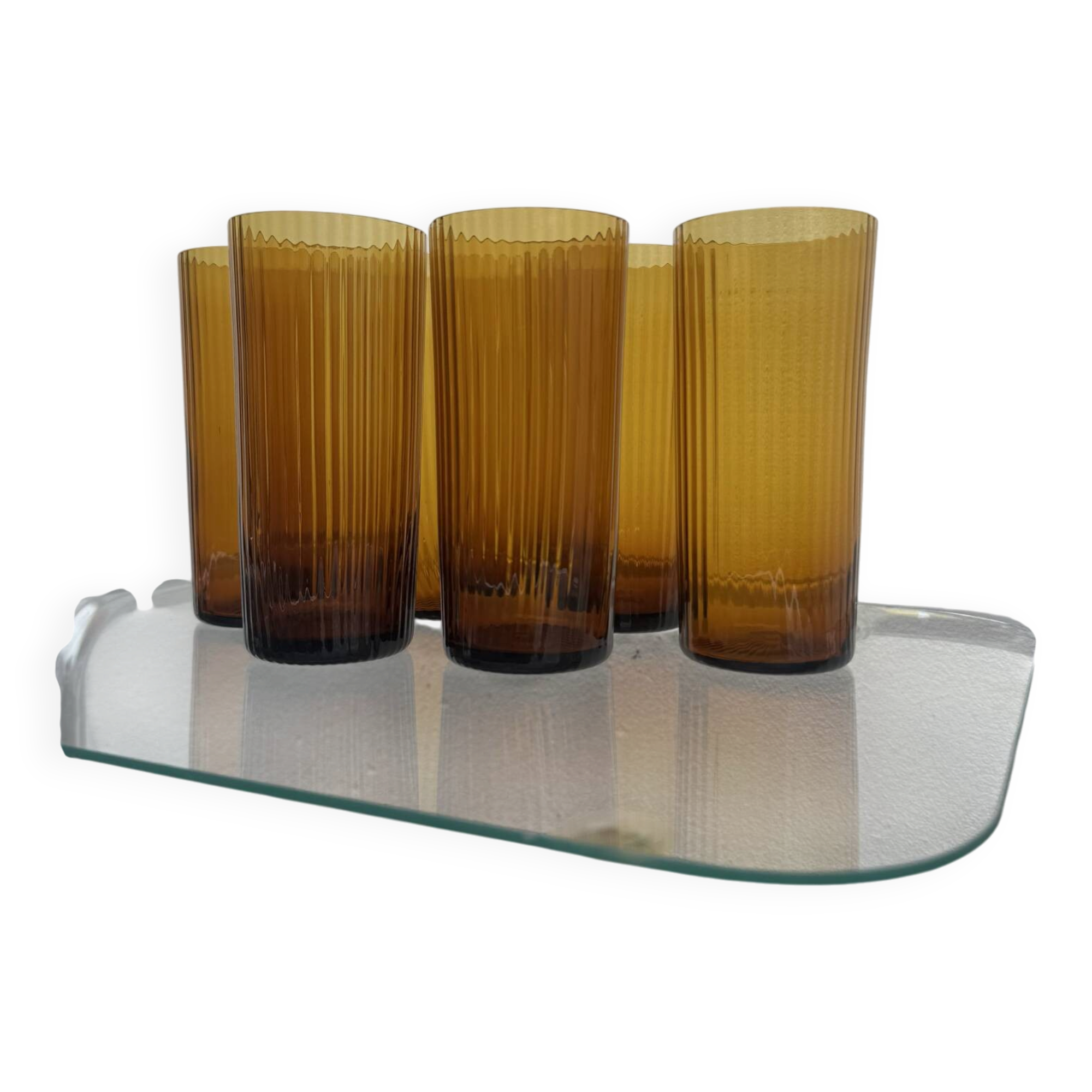 Verres ambrés soufflés années 60