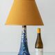 Antique Art Deco Gouda Pottery Table Lamp, c. 1910-35, New Ochre Linen Shade