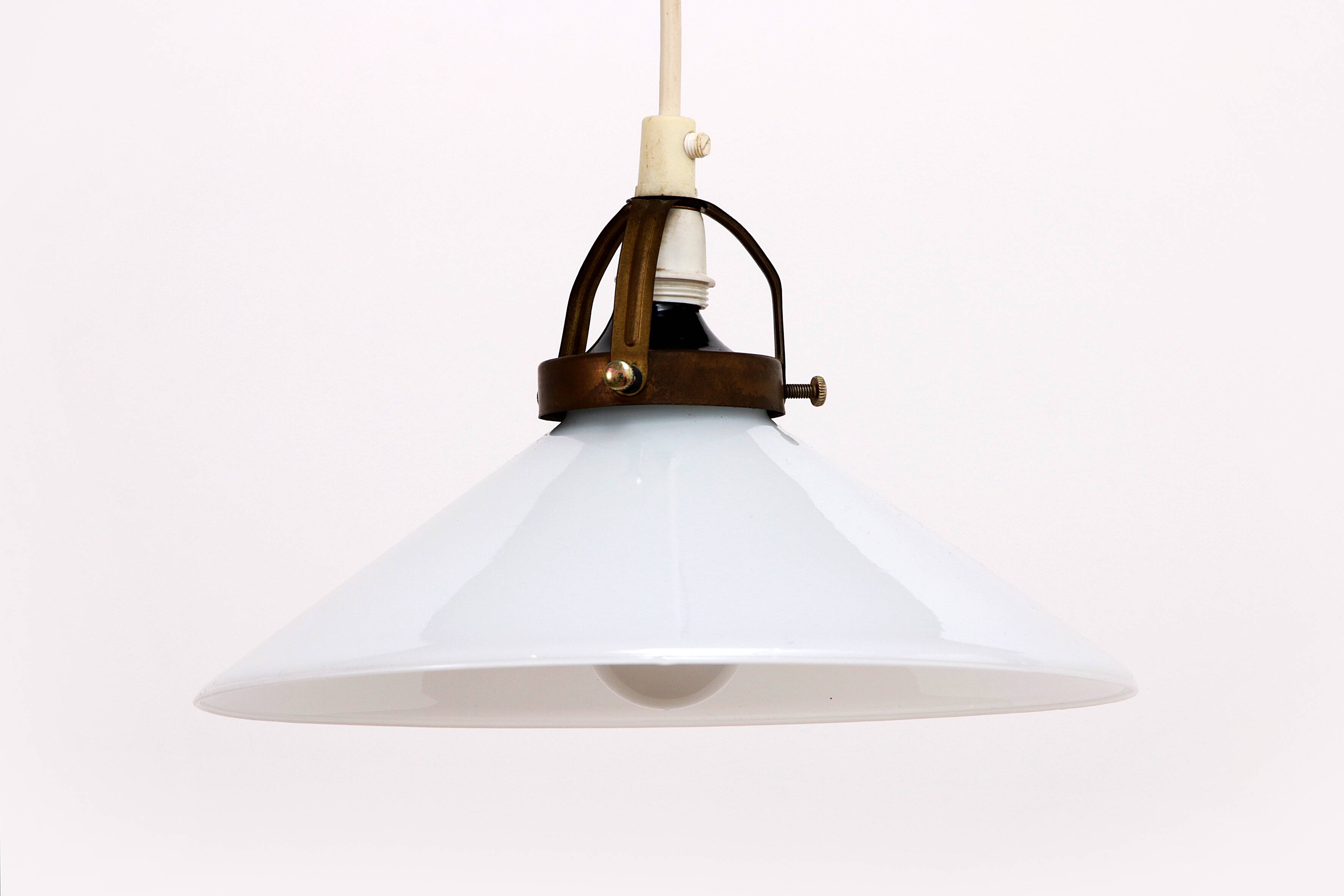 Vintage hanging lamp by Soholm made of white glass, 1970