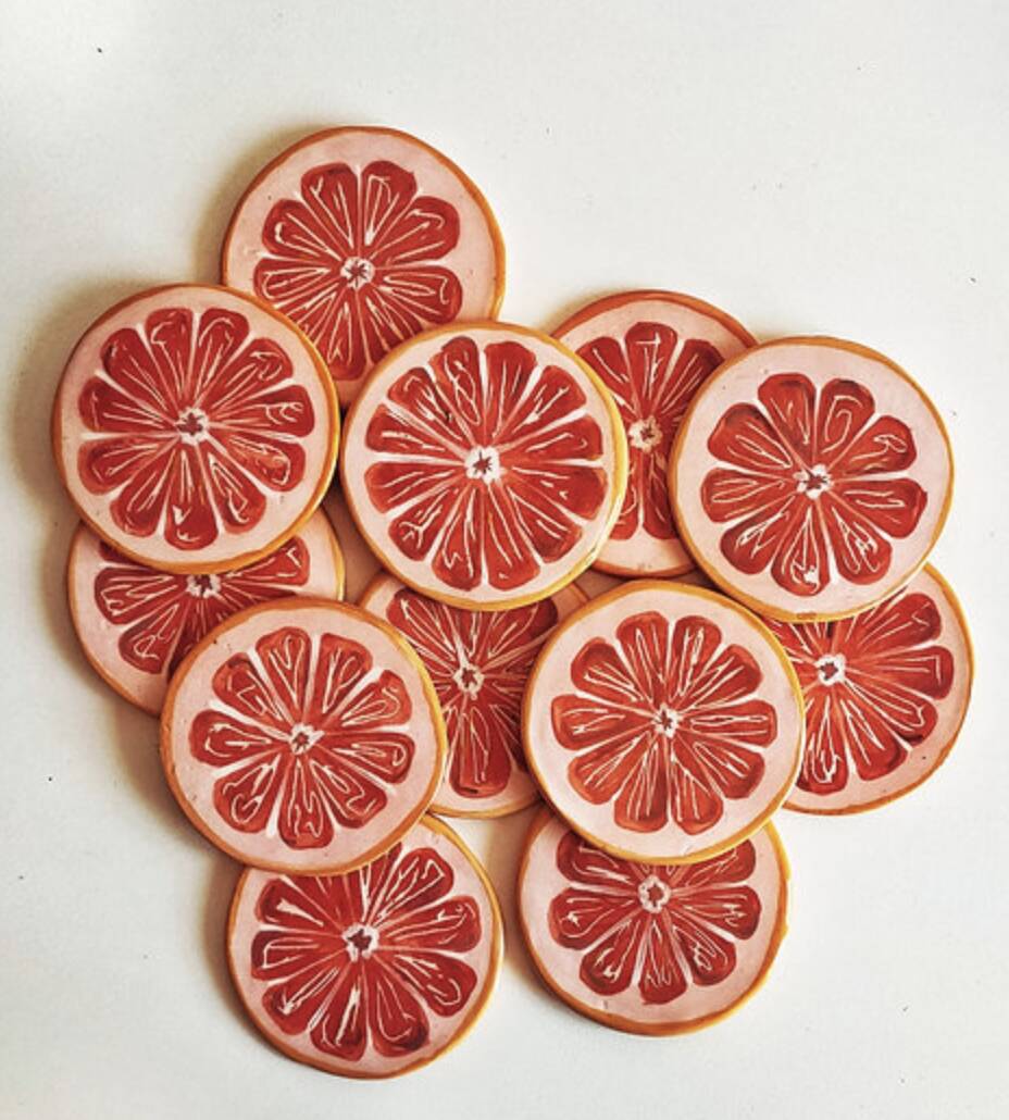 Pink grapefruit coaster