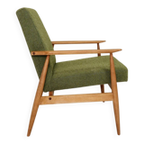 Vintage wild green bouclé armchair design by H.Lis