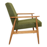 Vintage wild green bouclé armchair design by H.Lis