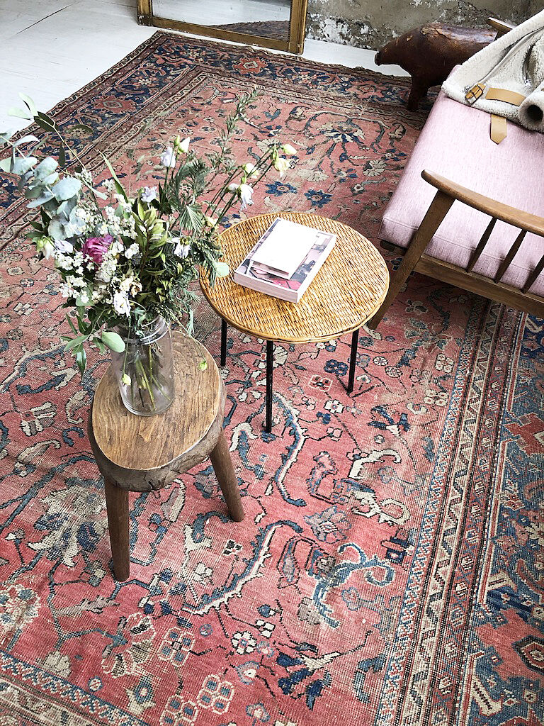 Wicker and metal coffee table