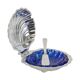 Vintage Blue Glass Queen Anne Scallop Shell Butter Dish