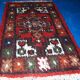 Vintage persian hamadan handmade carpet 1.3' x 2' (40cm x 61cm) 1970s, 1c760