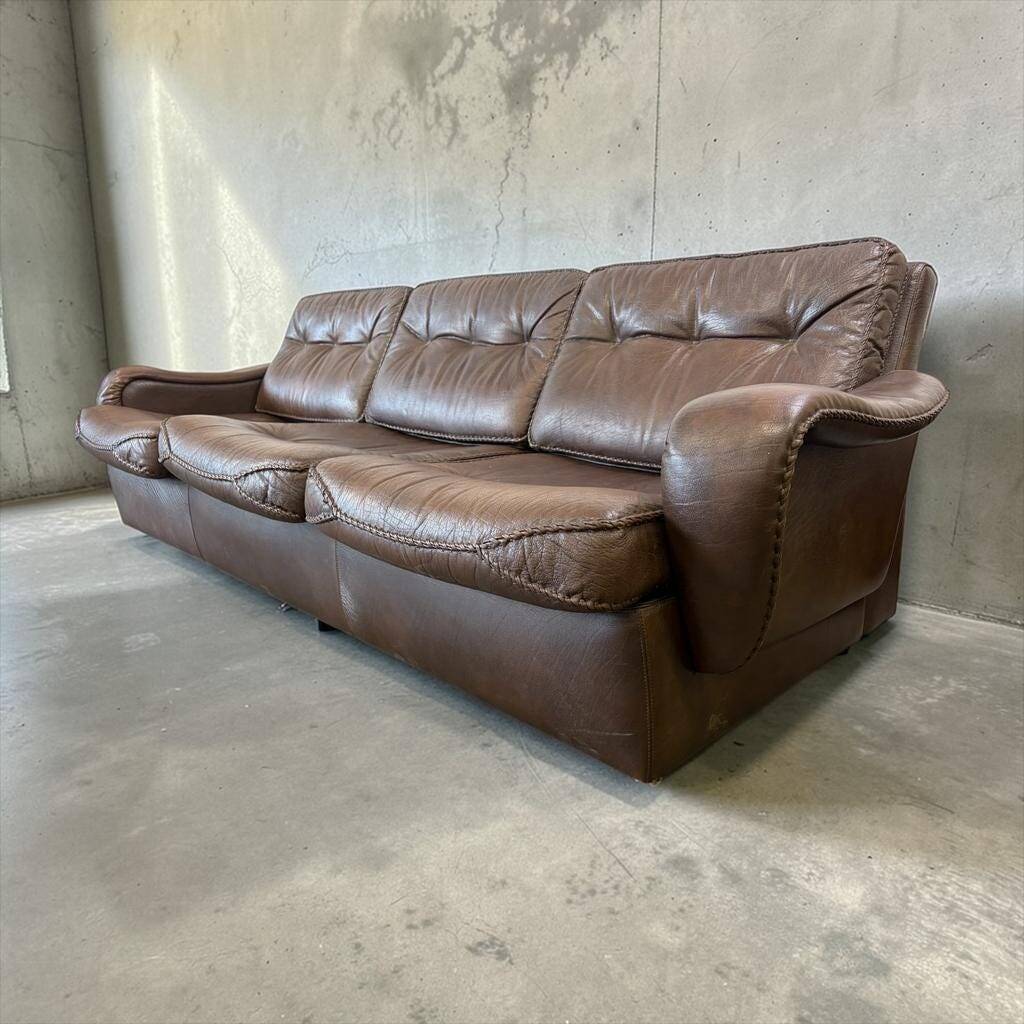 Vintage Danish leather canapé 'Madsen & Schubell' in brown