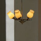 Brass and glass chandelier, Lisa Johansson-Pape for Stockmann, Finland, 1940s.