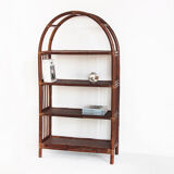 Vintage rattan floor bookcase. France, 1960s