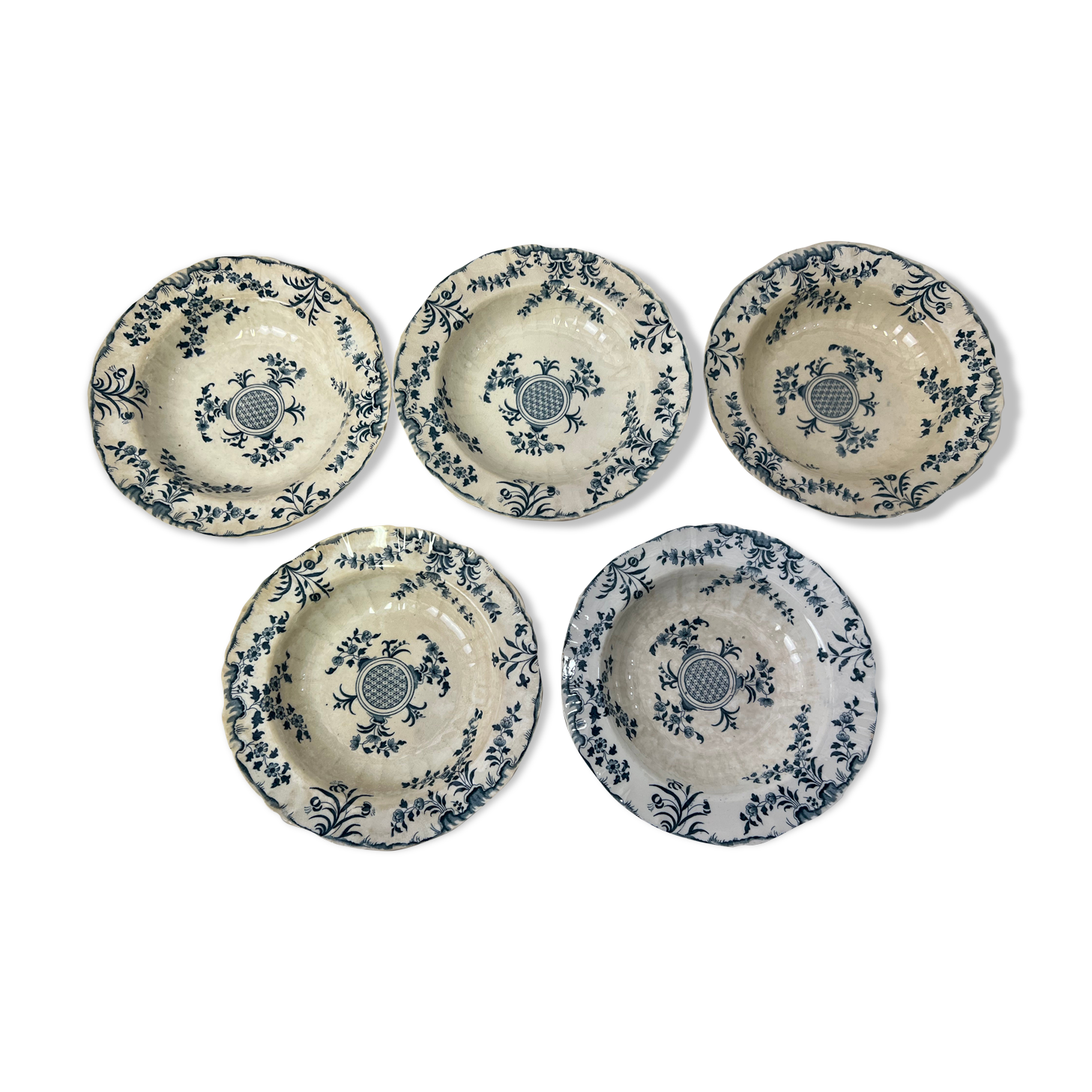 5 hollow plates Minton Montrose 19th