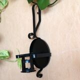Medieval style handmade wall or table candle holder in black wrought iron