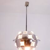 Oscar Torlasco. Chrome-plated metal "satellite" chandelier. 1970s.
