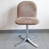 Suite de 4 chaises vintage 1970 en daim & acier
