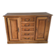 Low sideboard storage in solid cherry wood, Louis Philippe style.