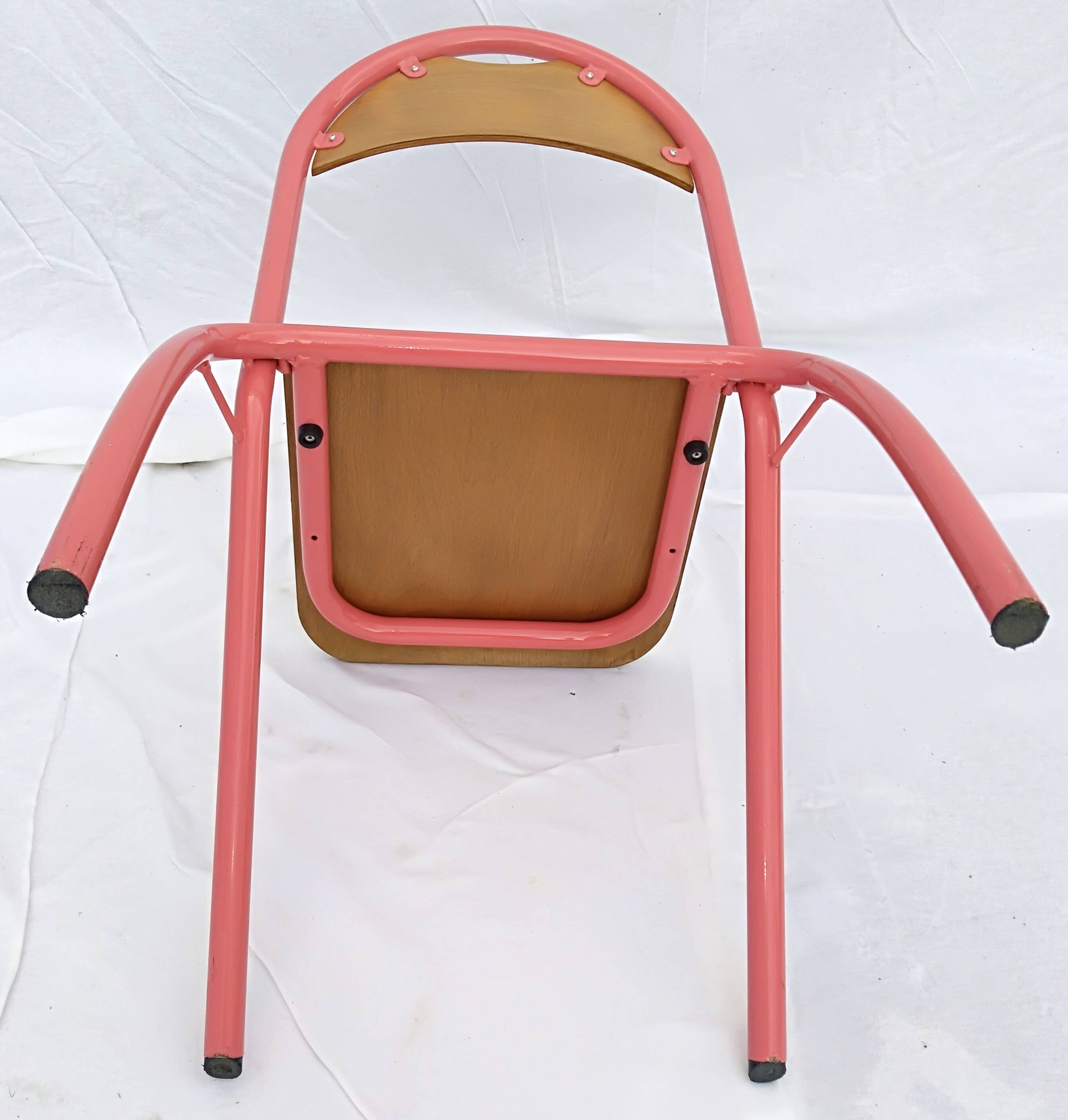 chair tubular structure wooden seat and back