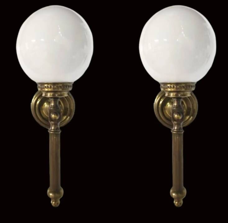 Set of 2 Empire style wall sconces, elegant vintage from the 1940s.