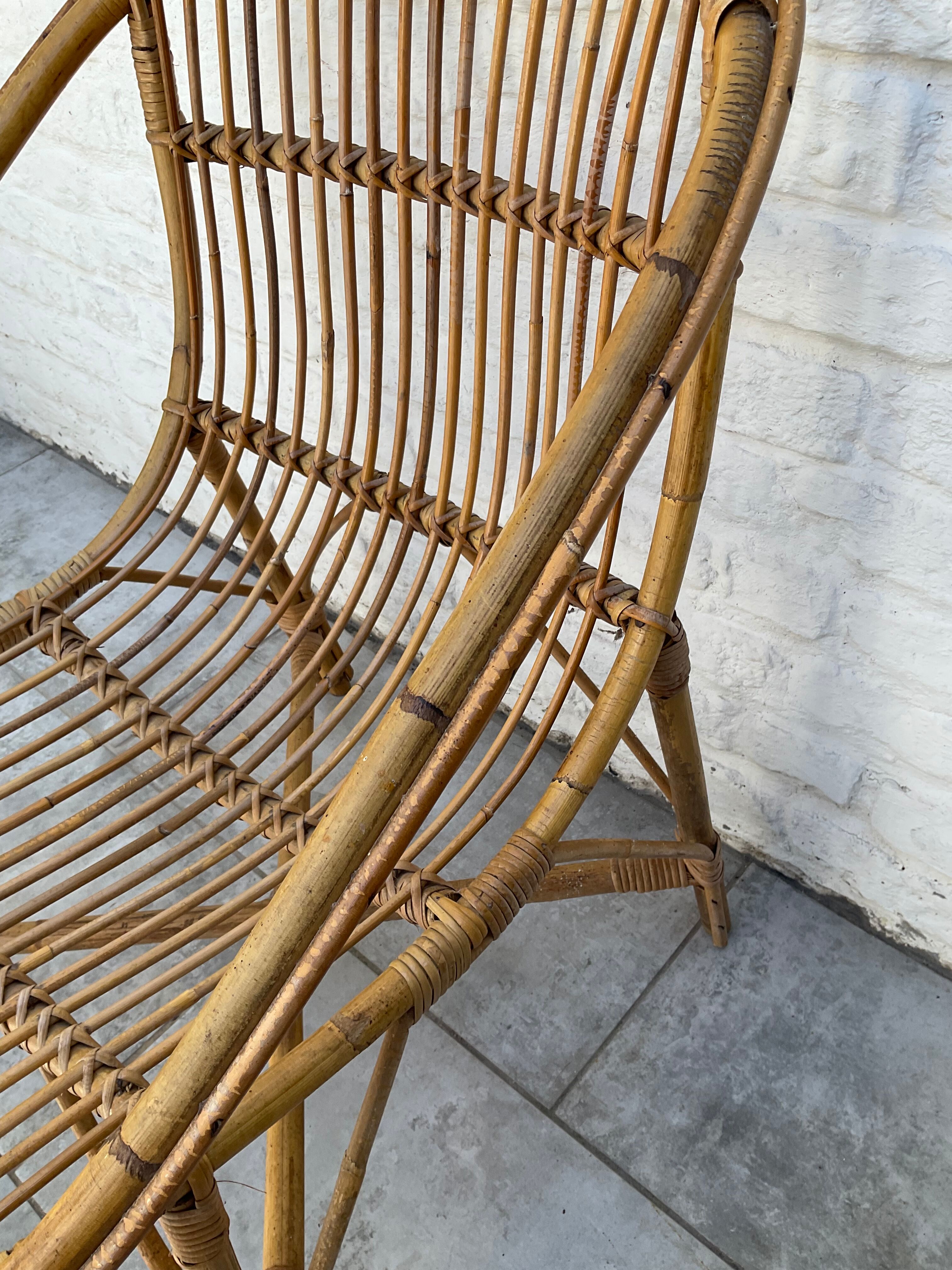 Vintage rattan armchair 60s-70s