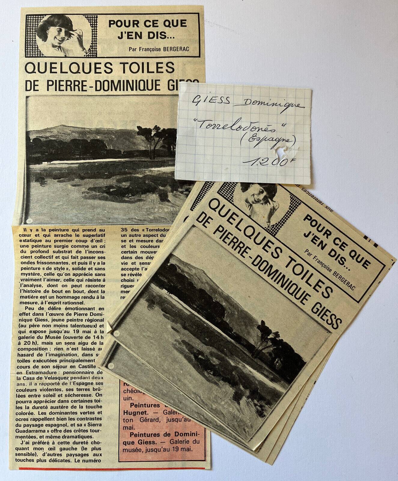 Painting HST/P Pierre Dominique GIESS (1943-2011) "Torre Lodones" Spain