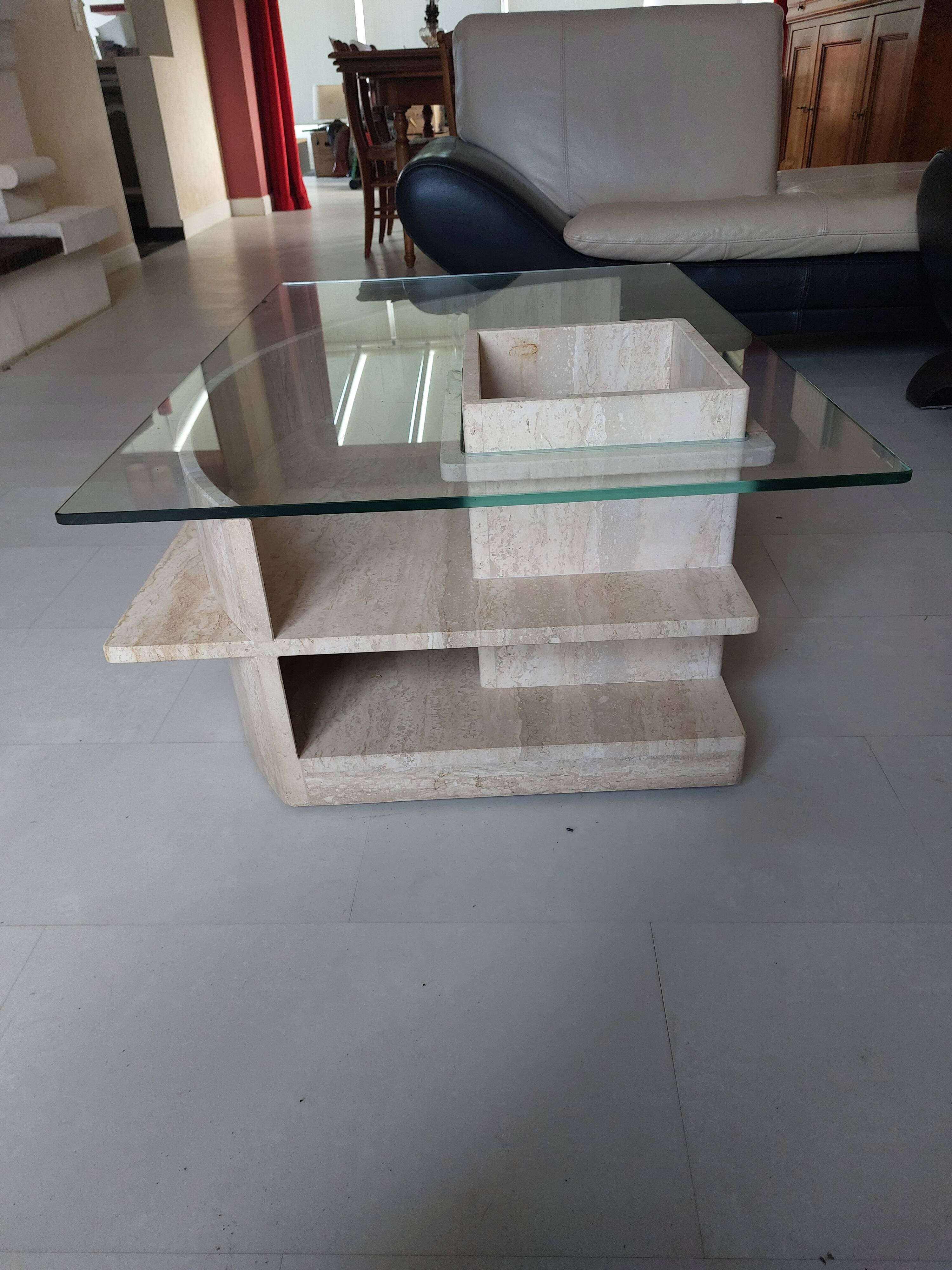Travertine coffee table