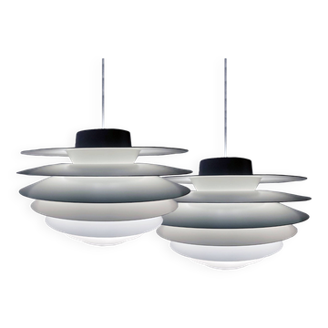2 Scandinavian Pendant Lights • Verona • Svend Middelboe • Nordisk Solar • 1968