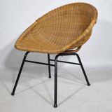 1960s Wicker Chair Woven Armchair Mid-Century