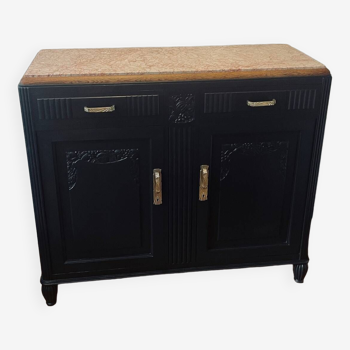 Black Art Deco sideboard with marble top