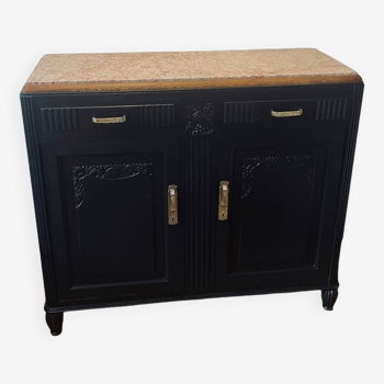 Buffet Art Deco noir plateau marbre