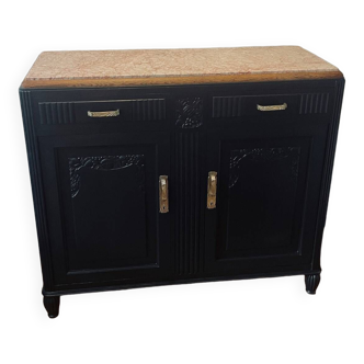 Black Art Deco sideboard with marble top